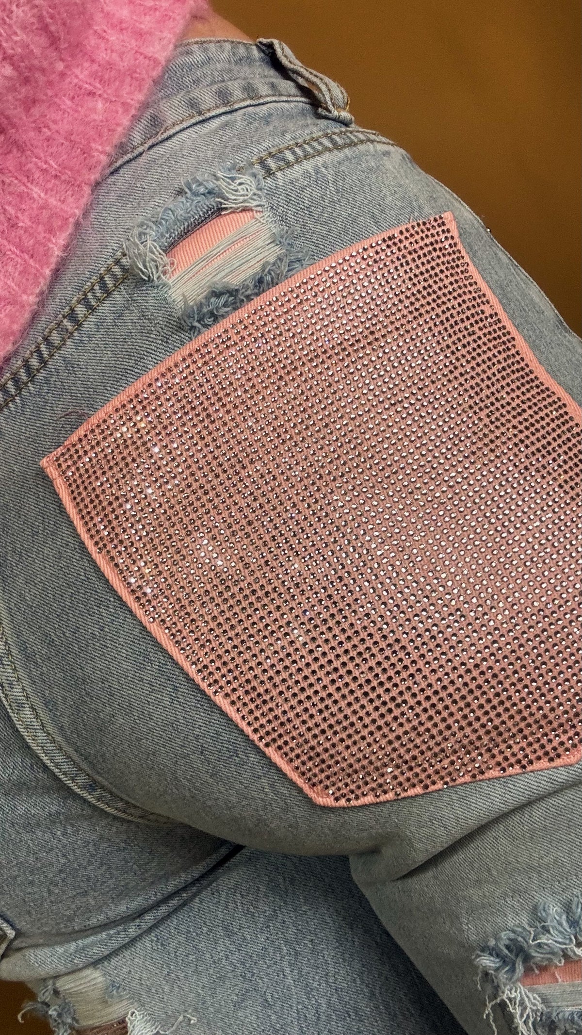 Mila Pink Diamonte patch Jean