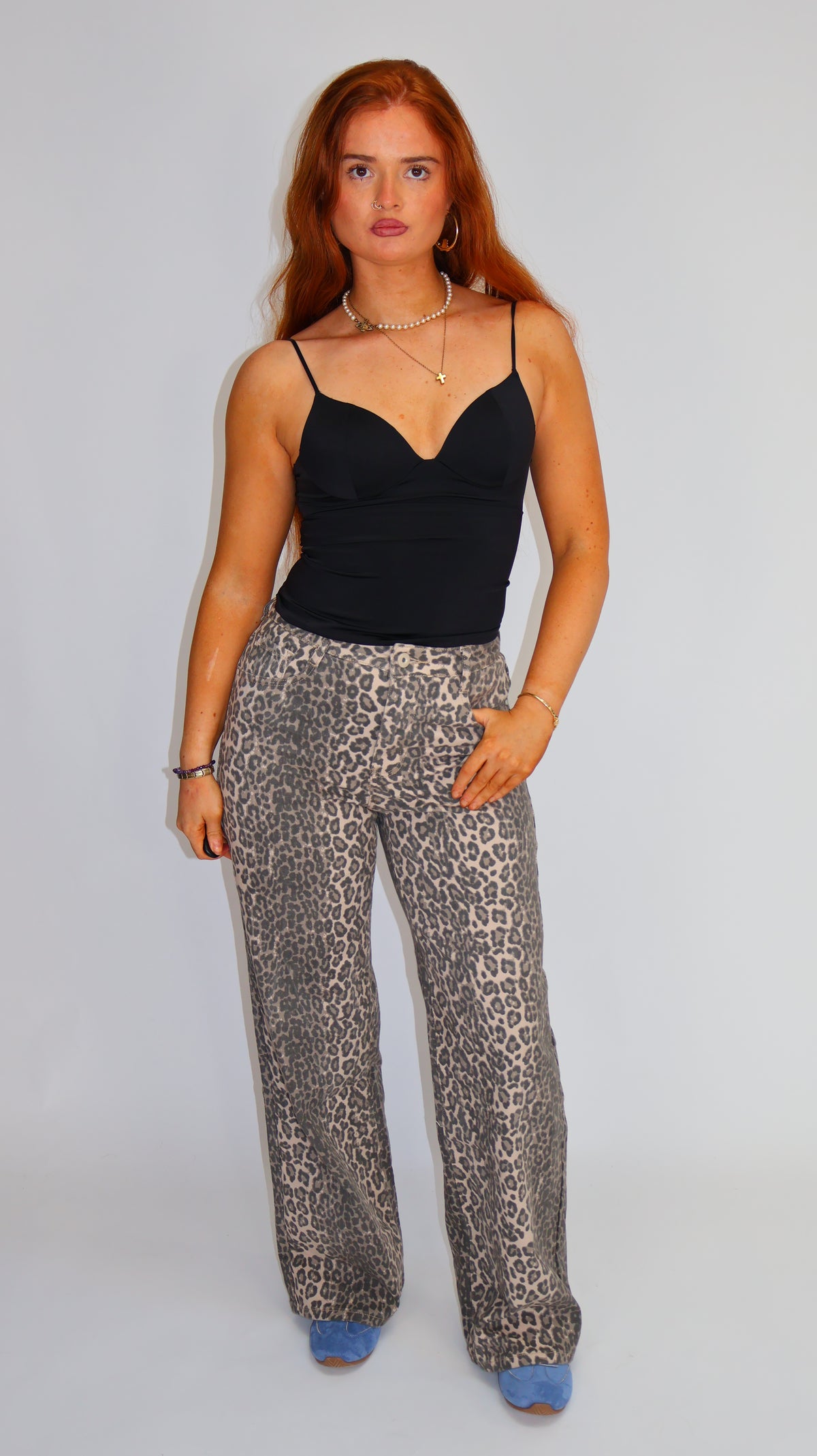 Sarah Leopard Dad Fit Stretch Denim