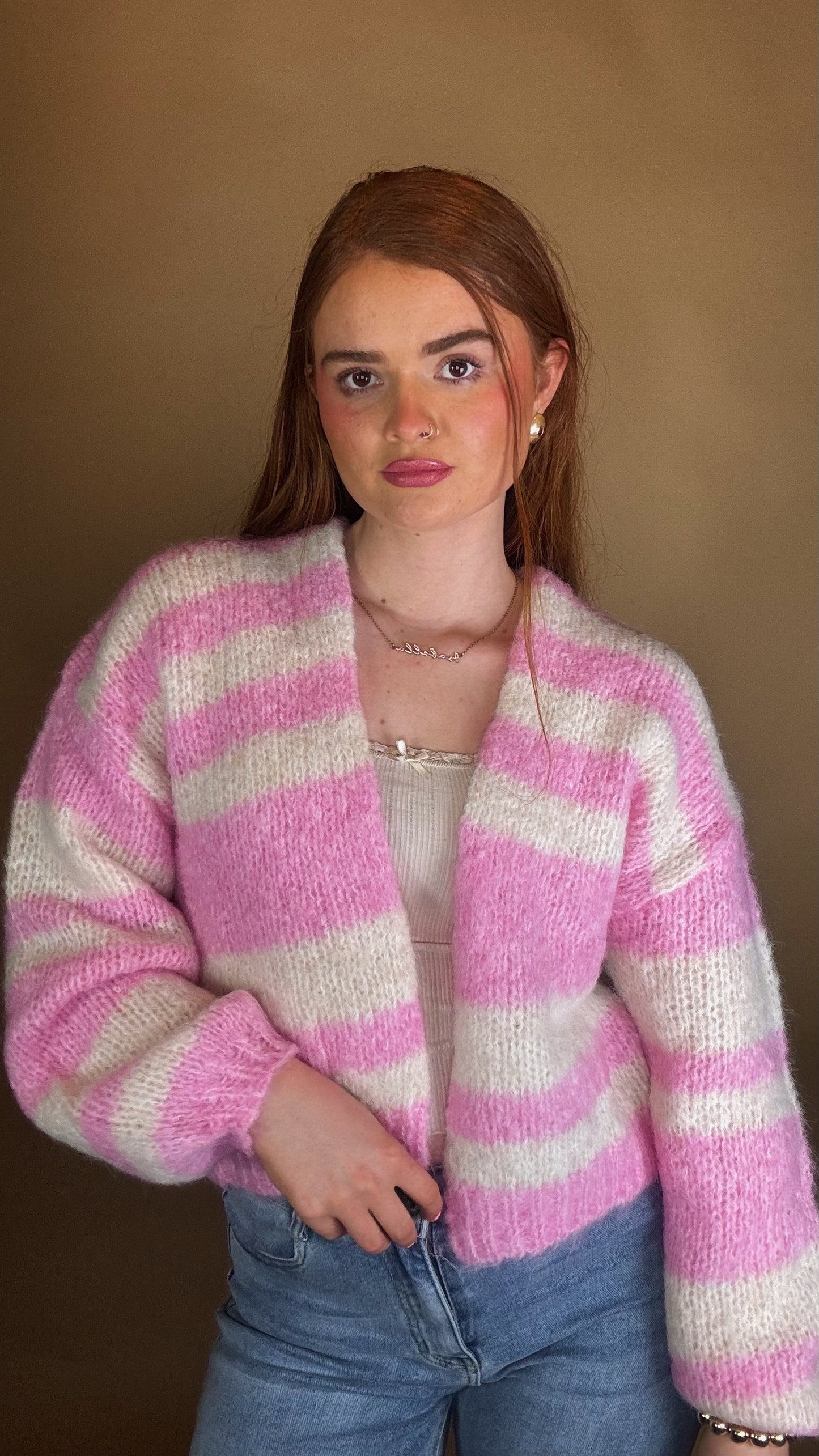 Heather Balloon Sleeve cardigan