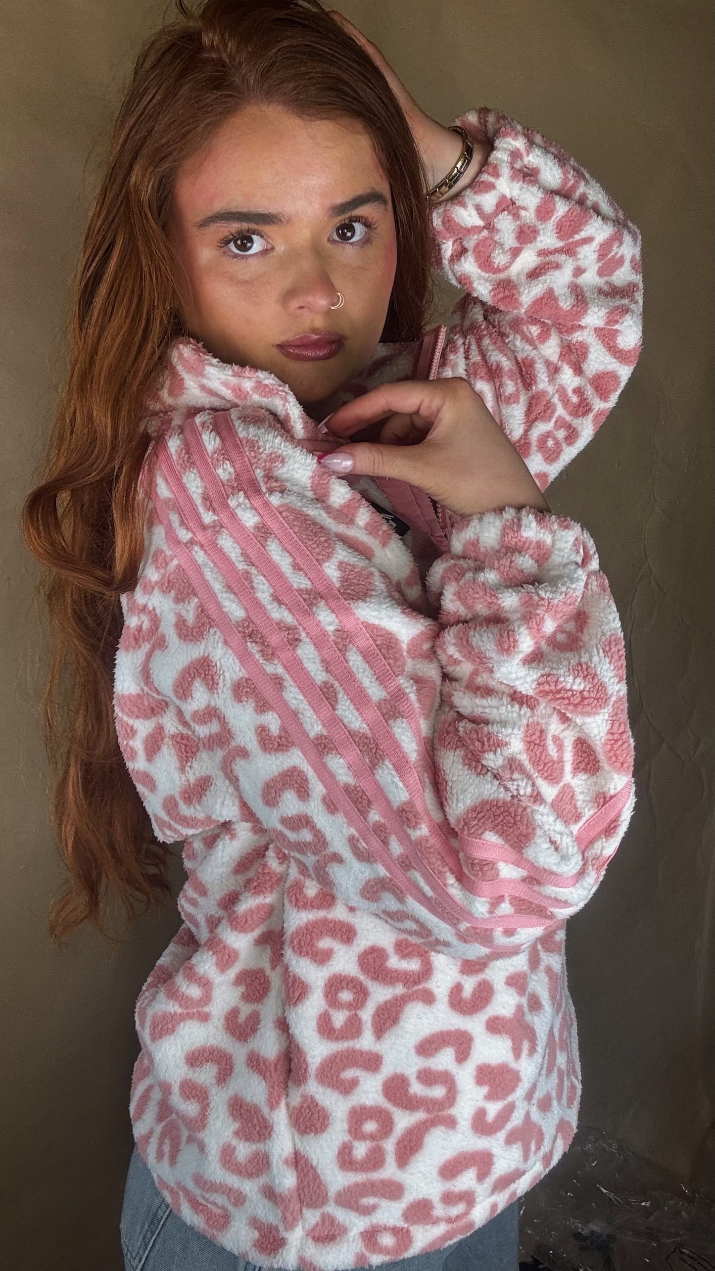 Payton Pink Leopard print zip up