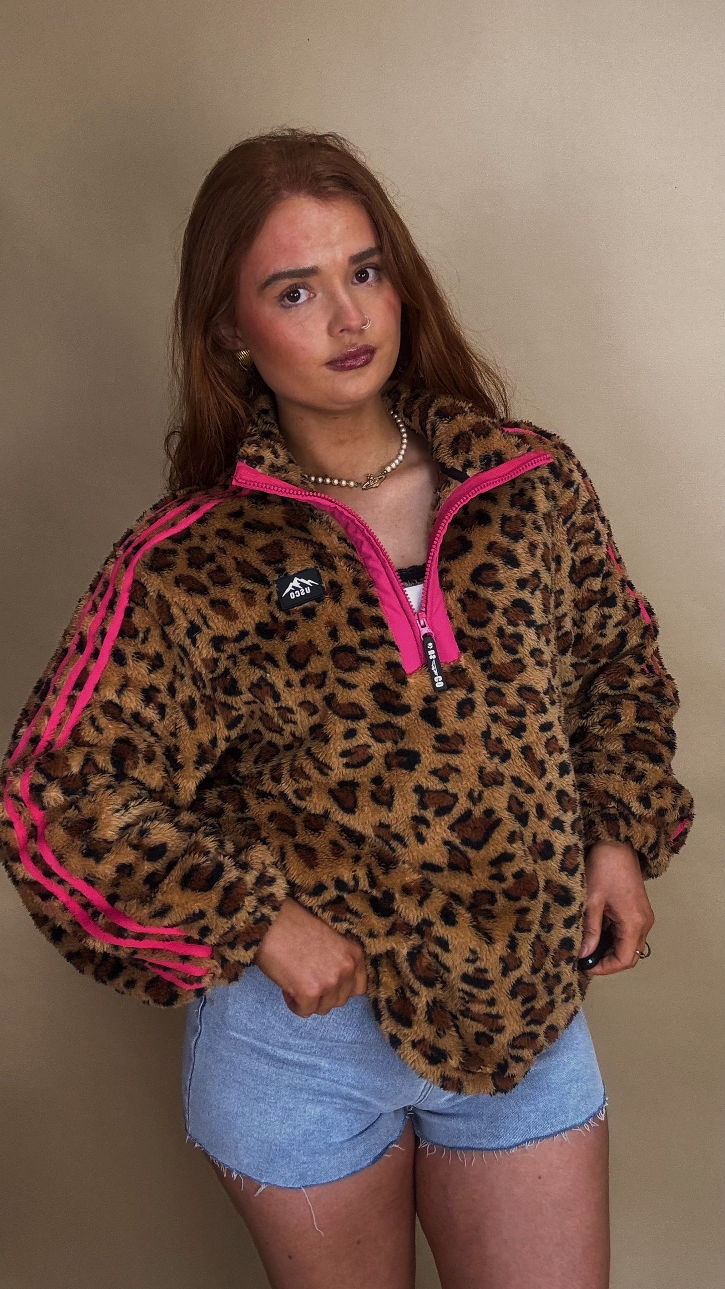 Clodagh Leopard Fleece. Drawstring + pockets