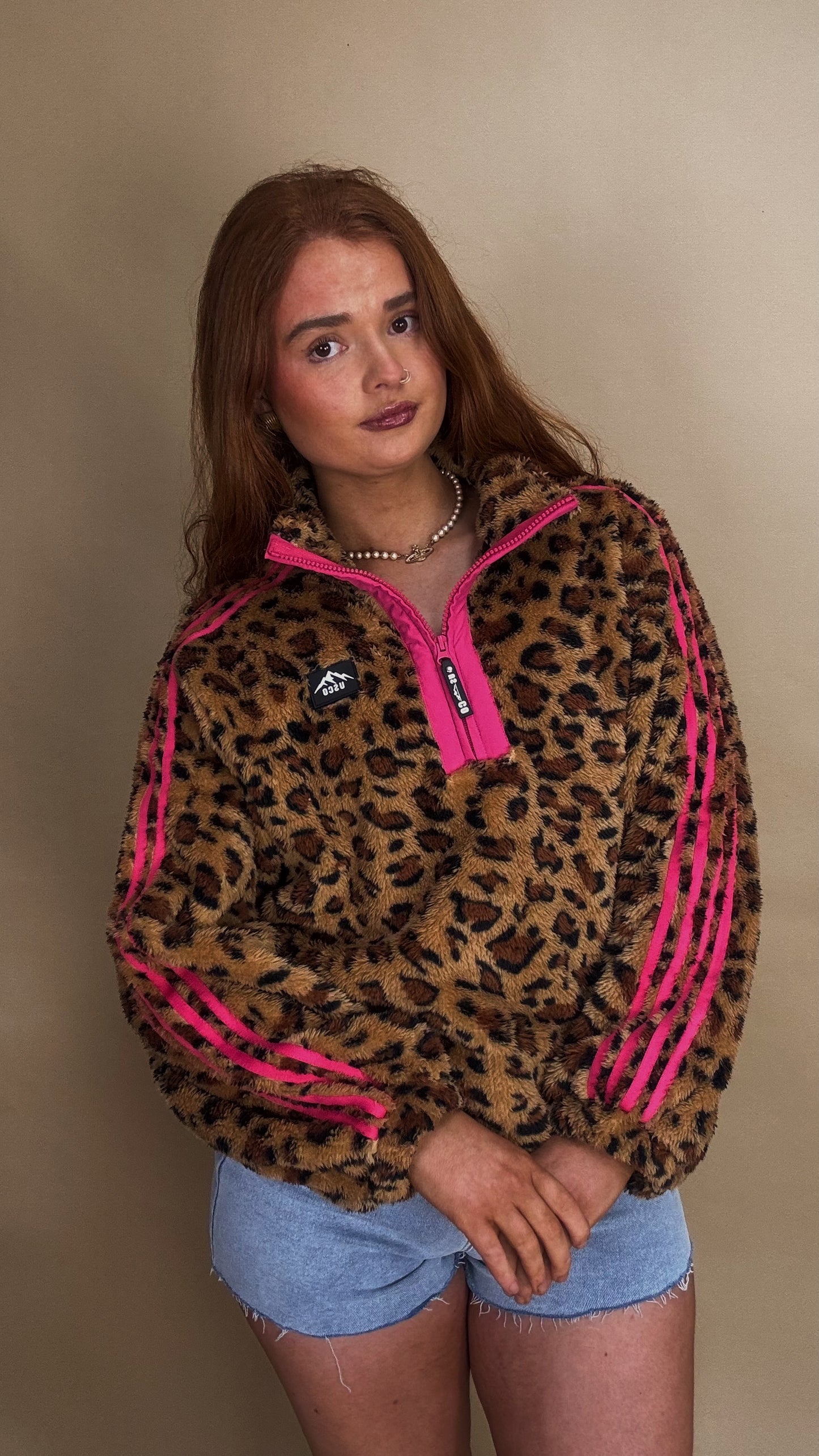 Clodagh Leopard Fleece. Drawstring + pockets