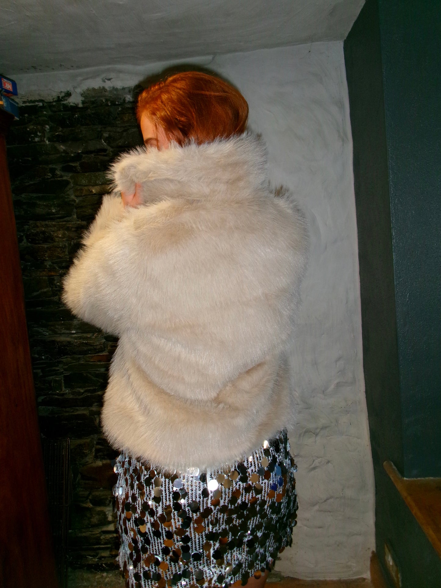 Jess faux fur jacket with buttons & POCKETS!!!!