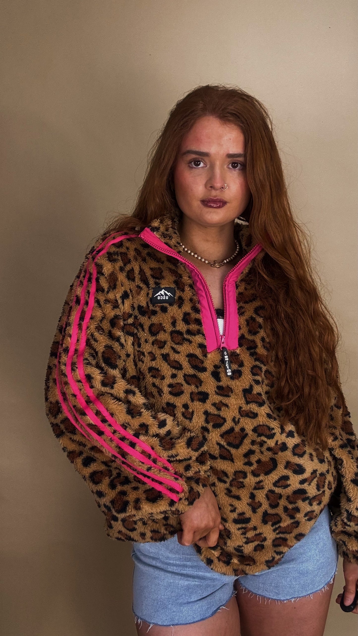 Clodagh Leopard Fleece. Drawstring + pockets