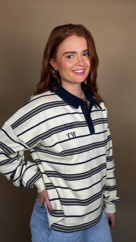 Molly Soho oversize fleece line Rugby Collar Top