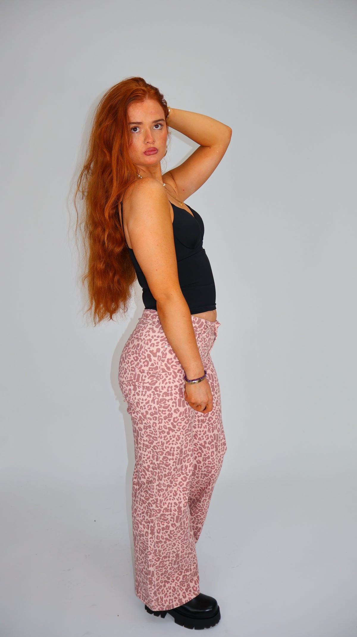Lily Pink Leopard Dad Fit Denim