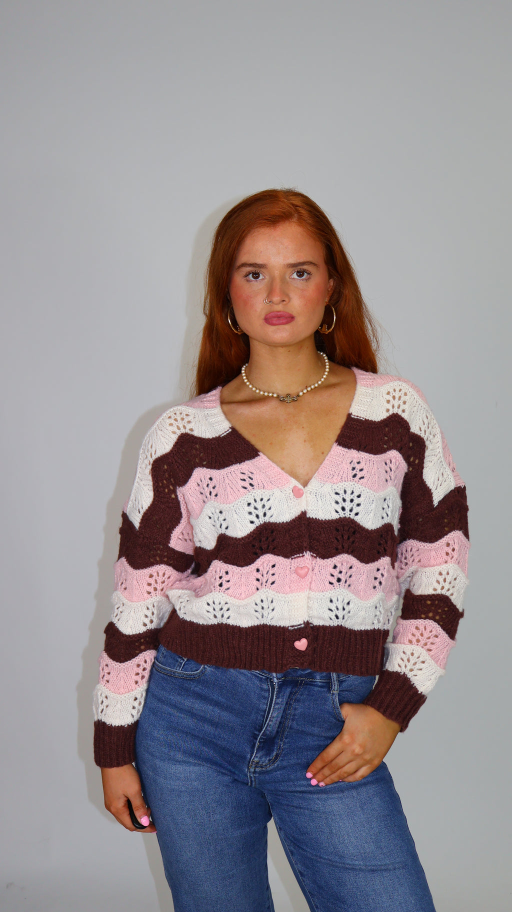 Polly Pink Heart Button Cardi
