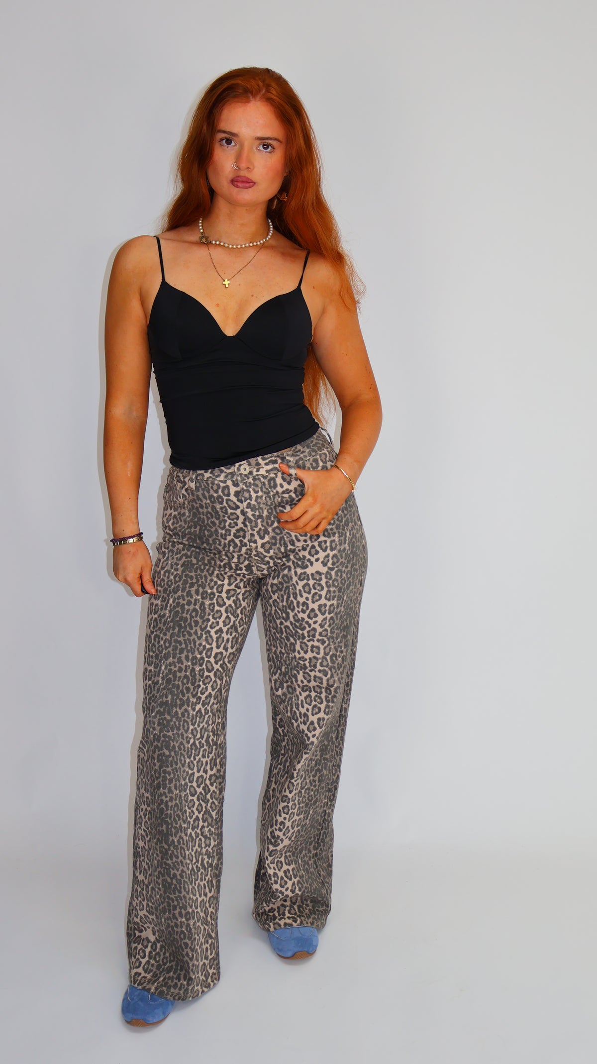 Sarah Leopard Dad Fit Stretch Denim