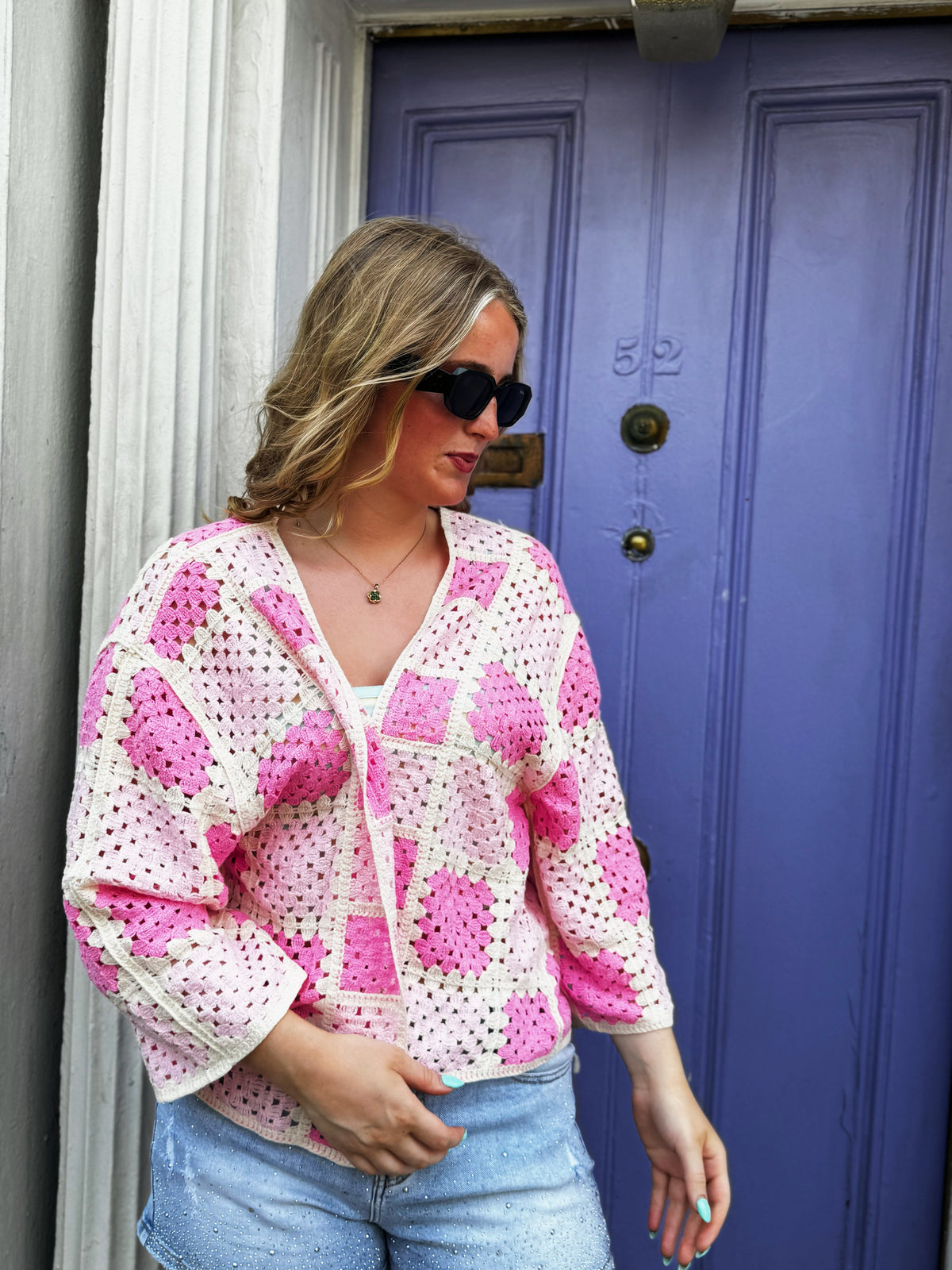 Jessie Pink Crochet Cardi