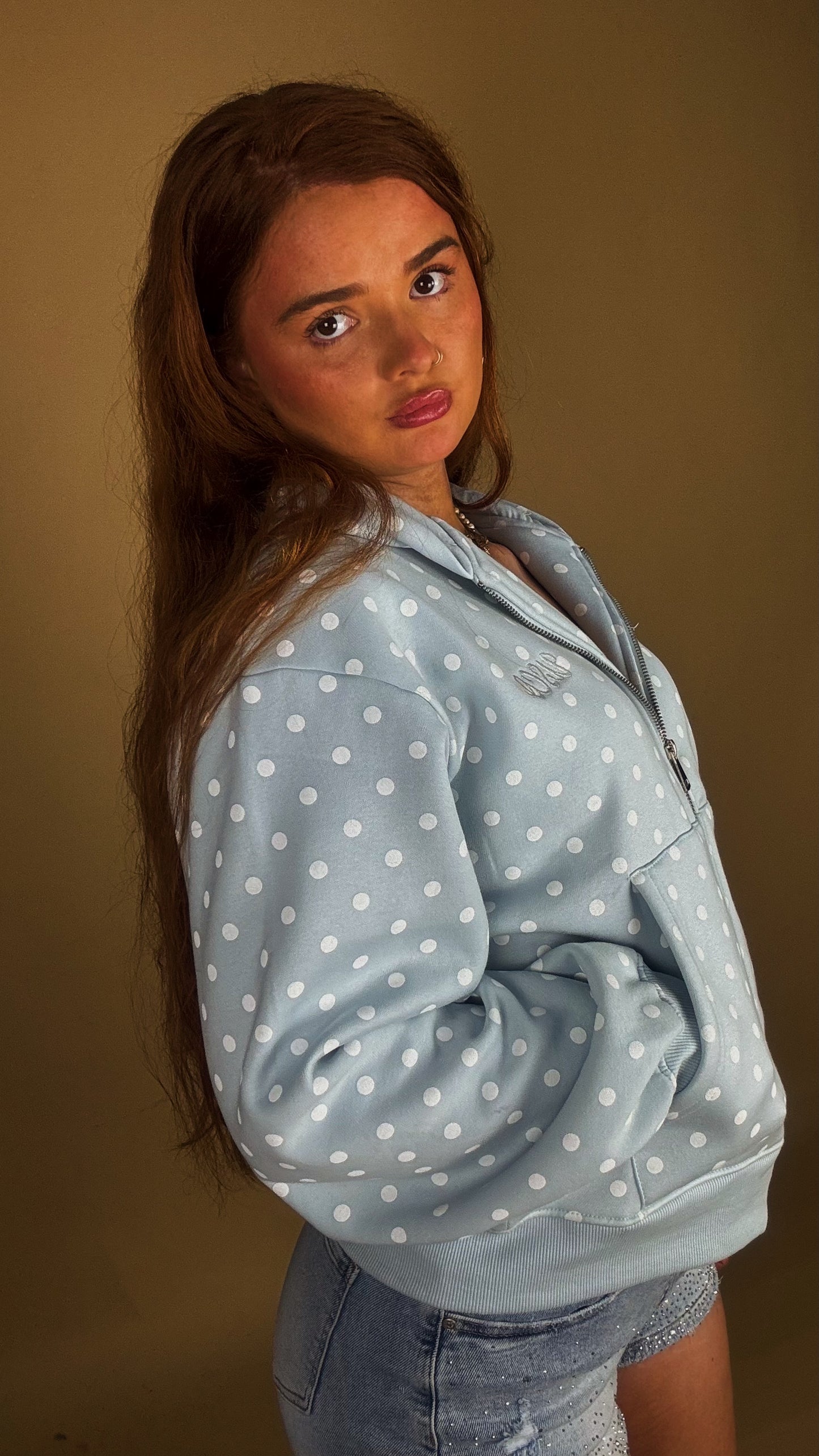 Billie Blue polka hoodie 80% cotton