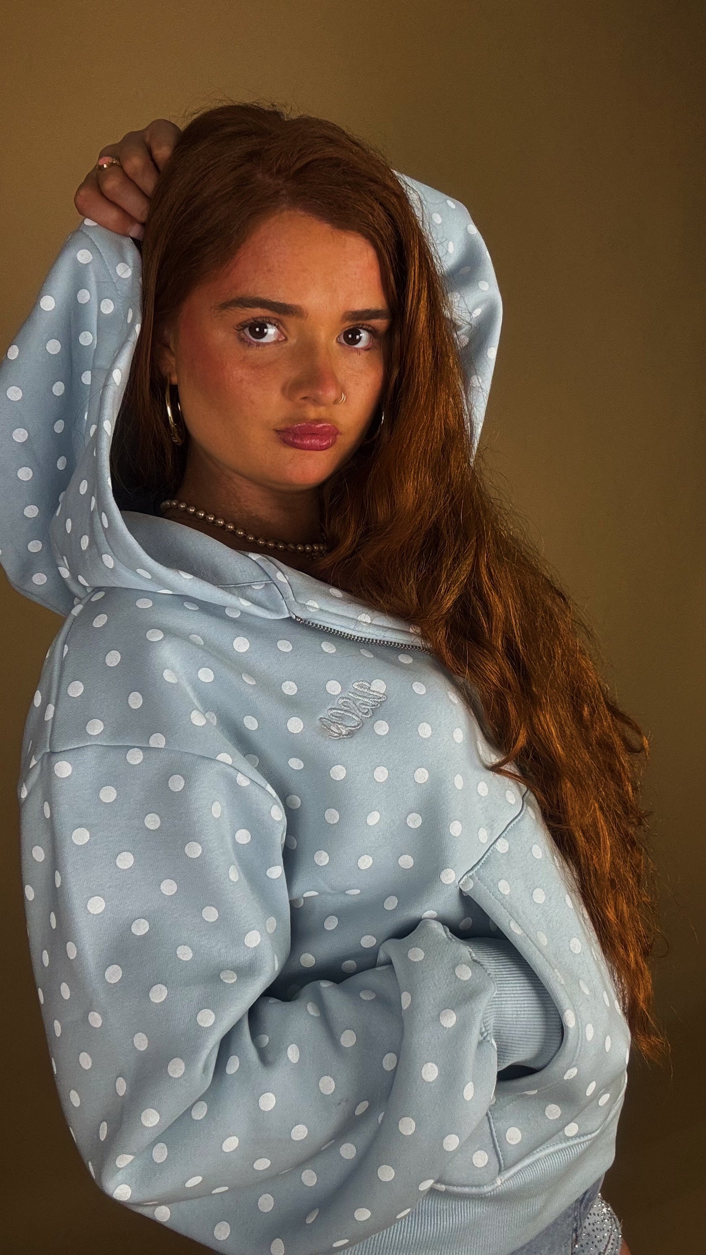 Billie Blue polka hoodie 80% cotton