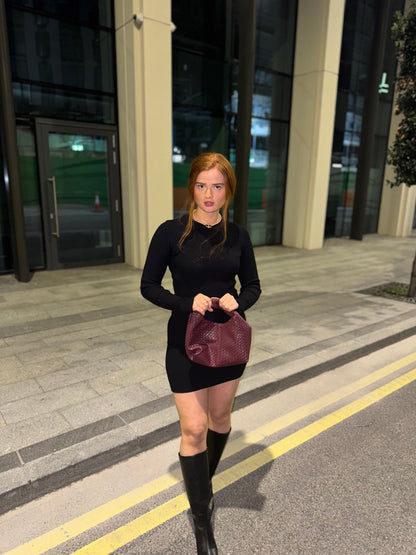 Blake Black Ribbed Dress *made with recycled fabrics*