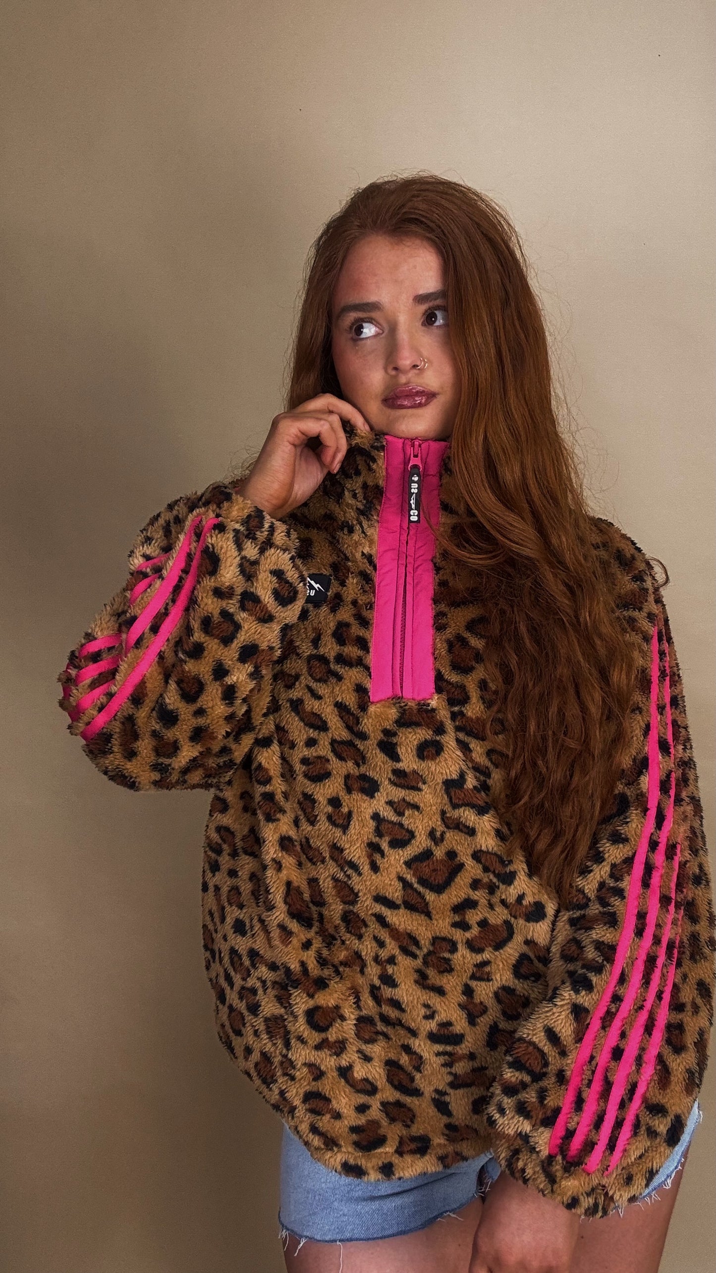 Clodagh Leopard Fleece. Drawstring + pockets