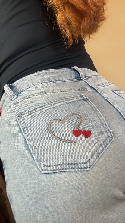 Matilda Heart Cherry Embroidered Jean