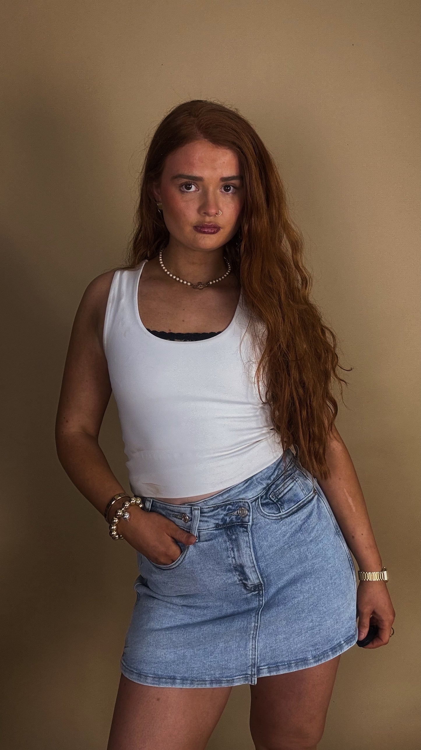 *SKORT* Sandy super stretch Denim crossover skort