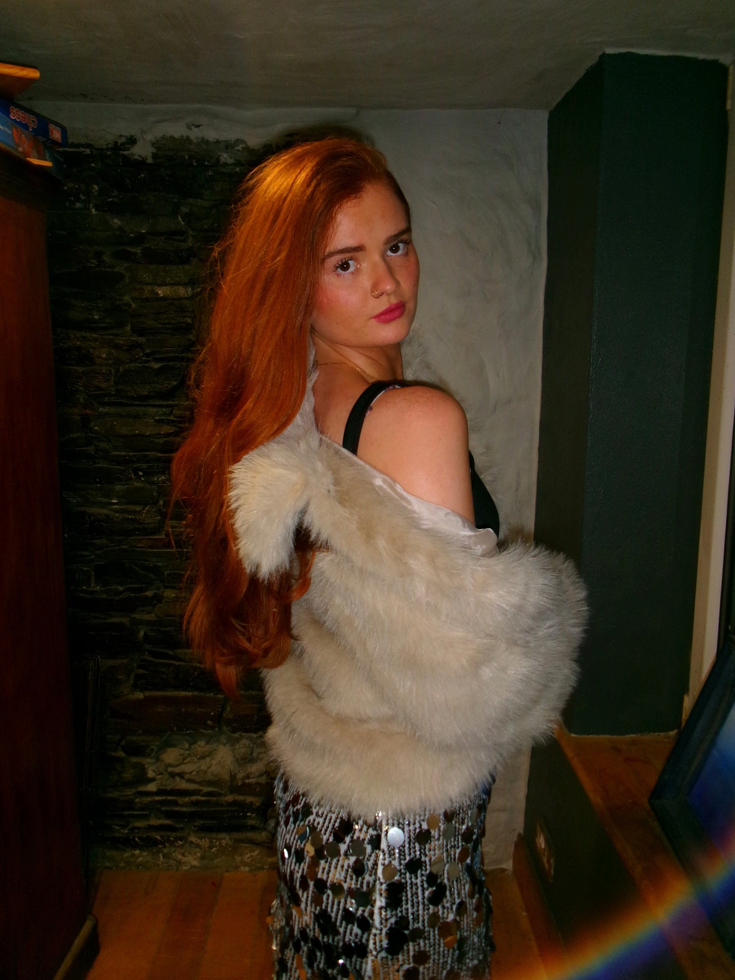 Jess faux fur jacket with buttons & POCKETS!!!!