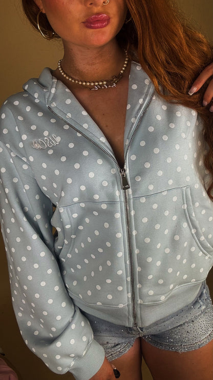 Billie Blue polka hoodie 80% cotton