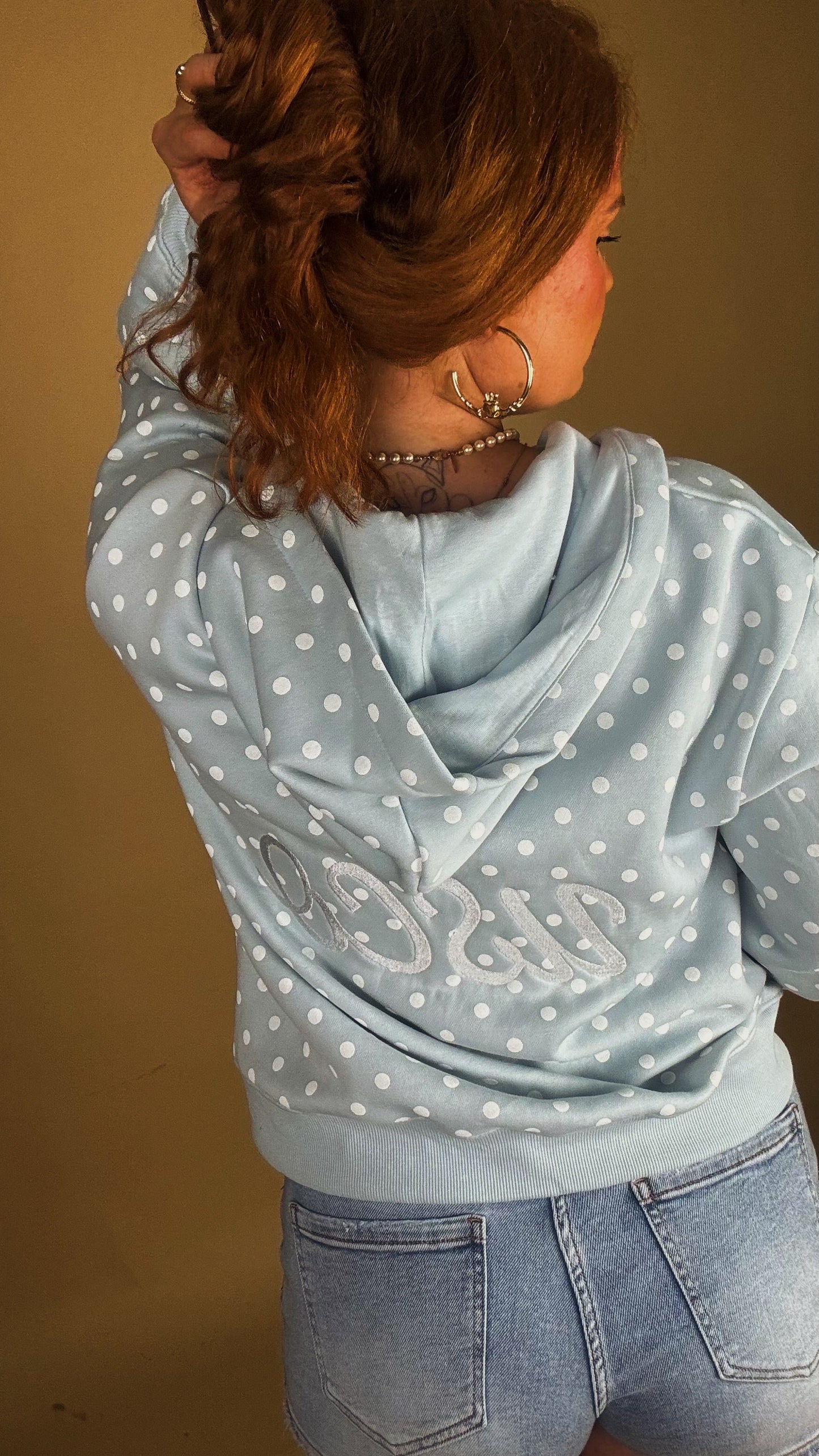 Billie Blue polka hoodie 80% cotton