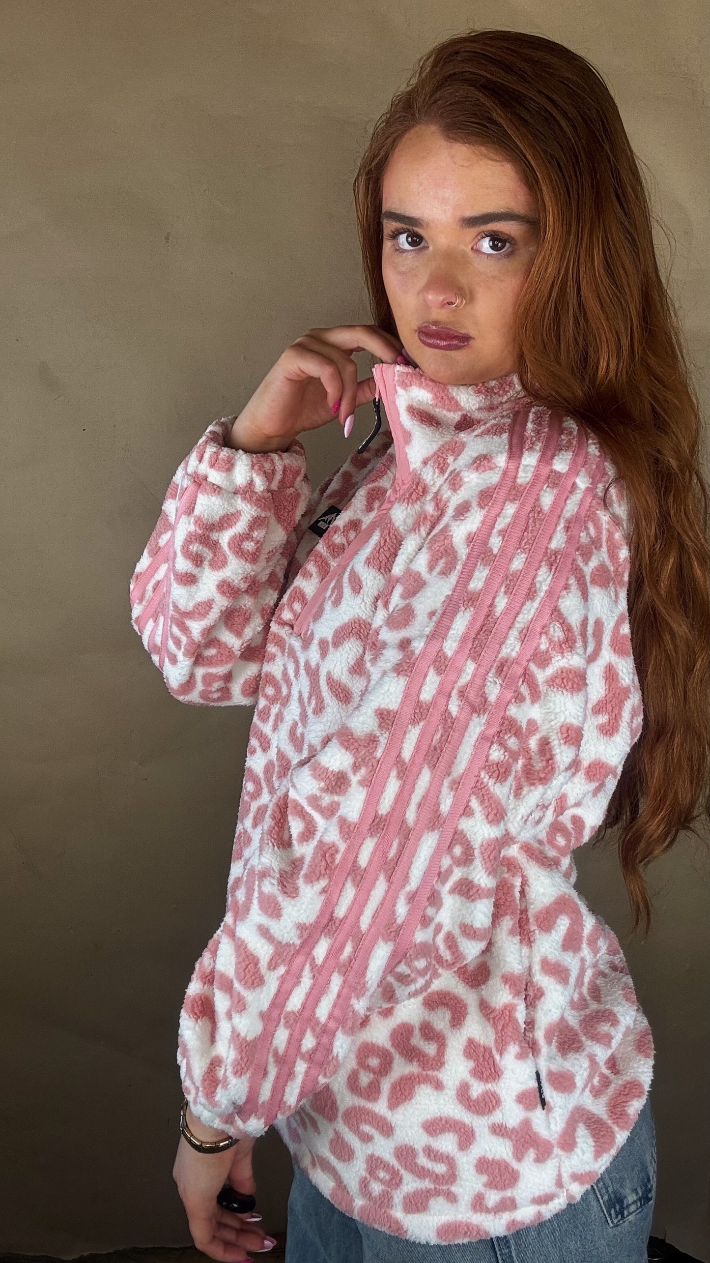 Payton Pink Leopard print zip up