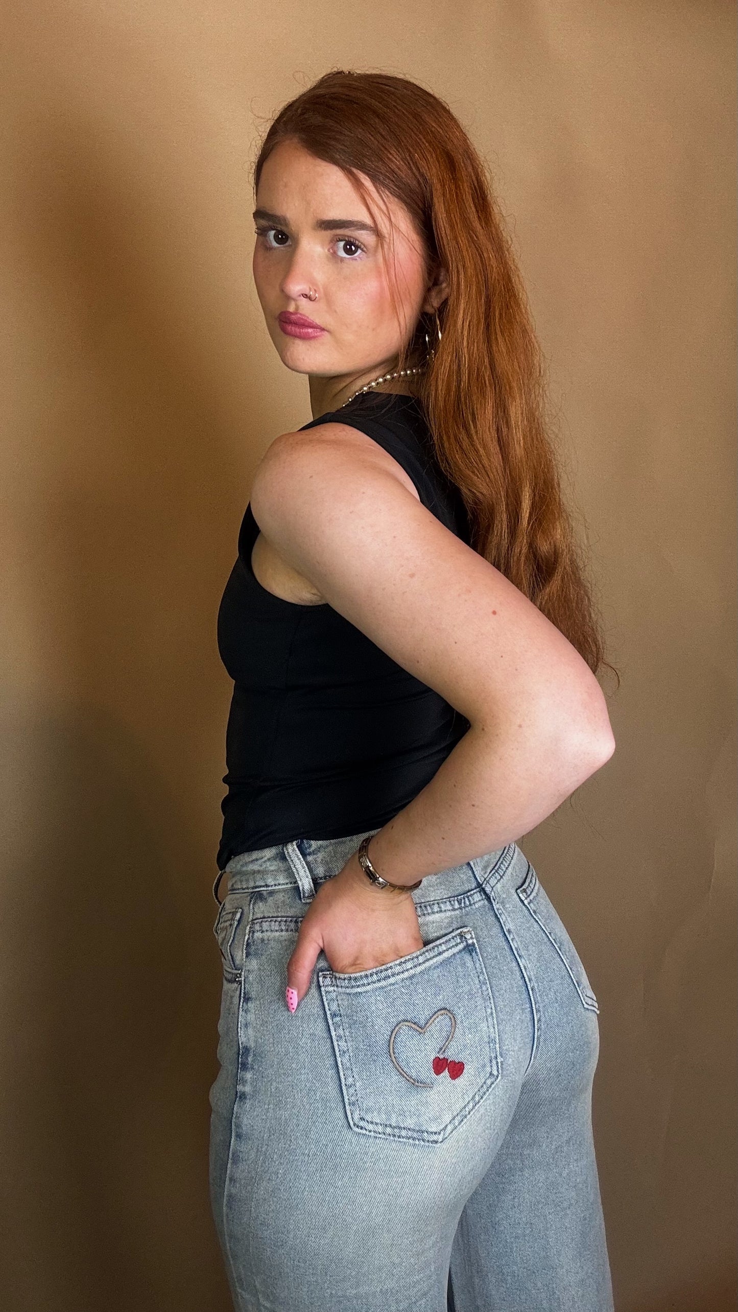 Matilda Heart Cherry Embroidered Jean