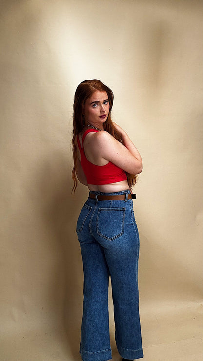 Emma Super stretchy denim jeans + the belt