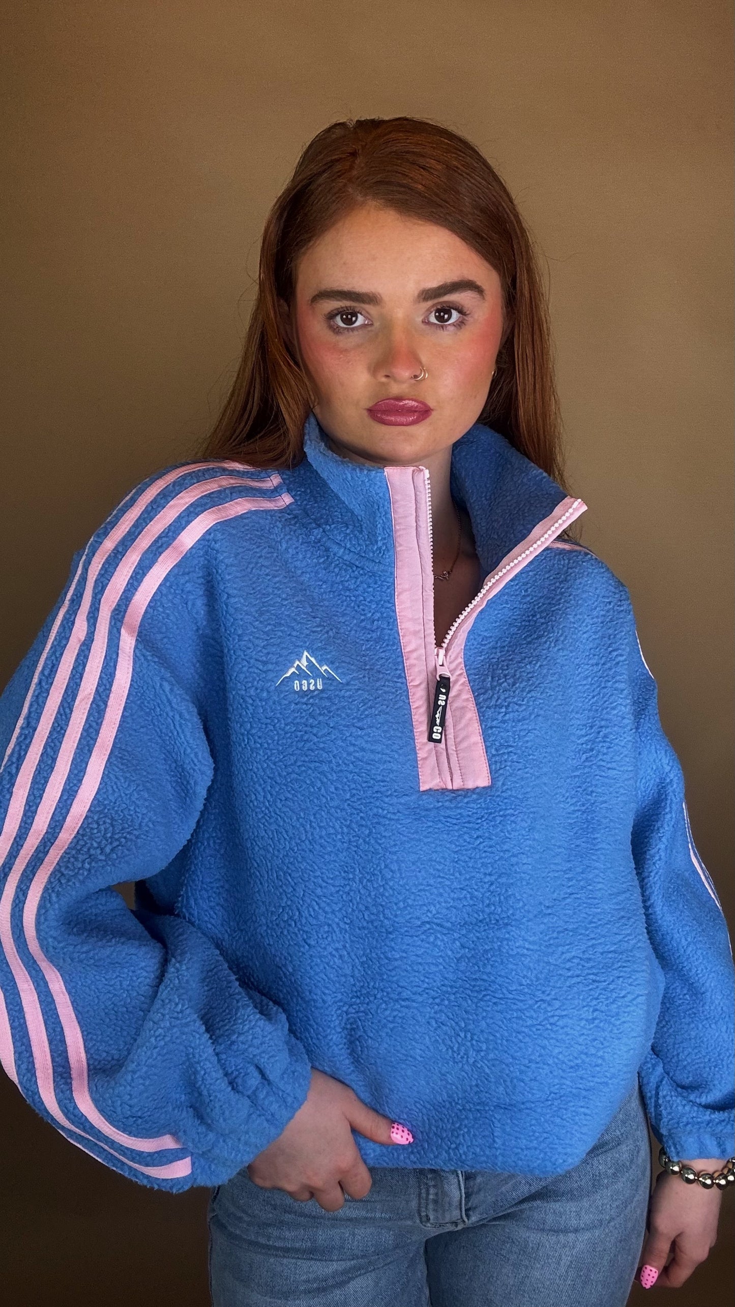 Hannah x4 Stripe Fleece size down. Pockets & draw string