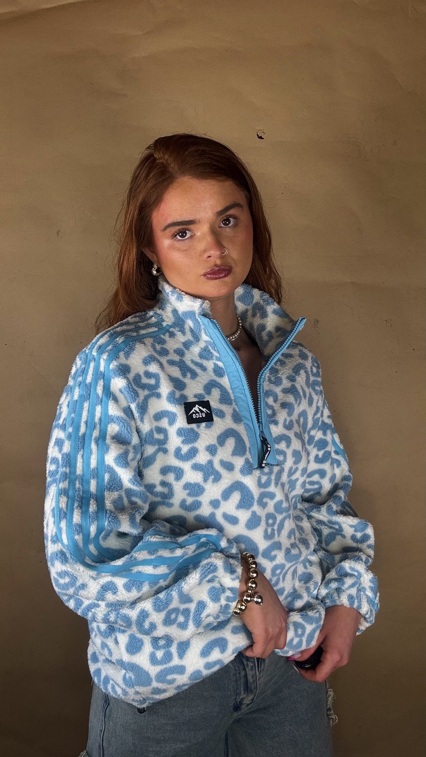 Blair Blue Leopard print zip up