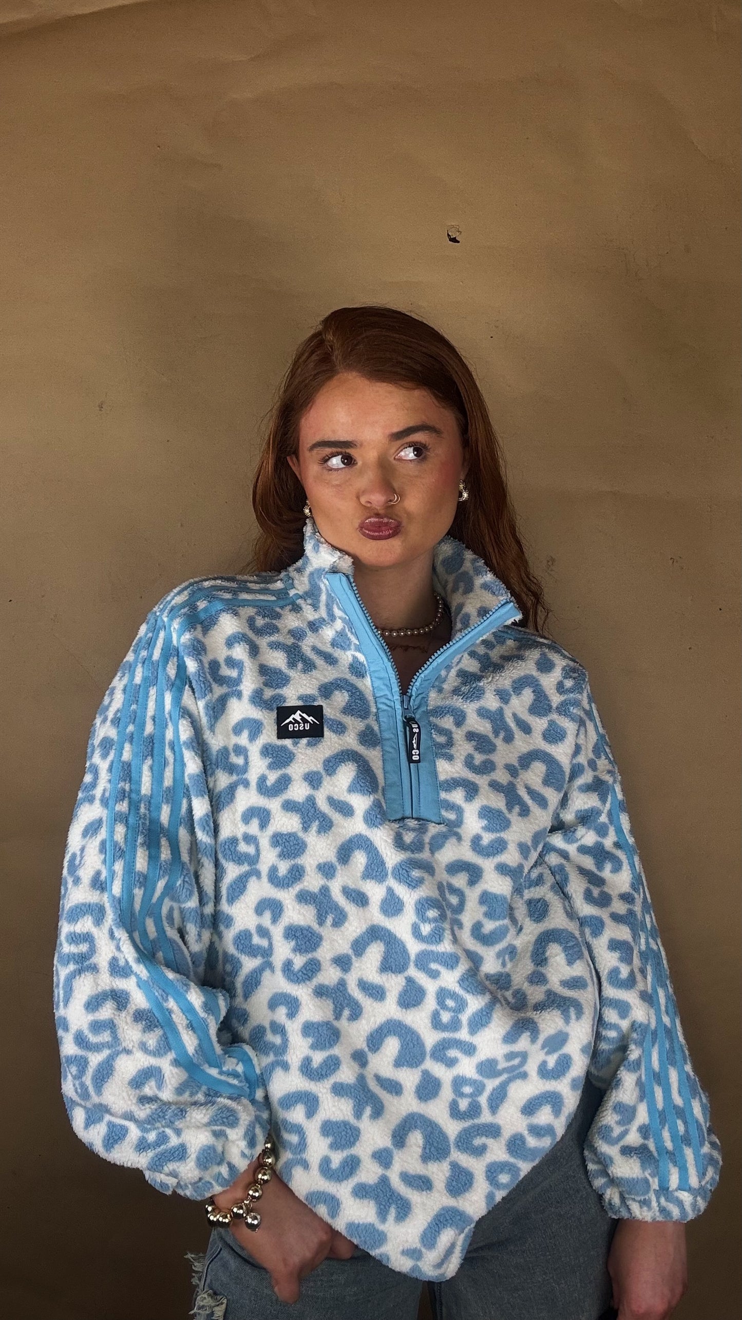 Blair Blue Leopard print zip up