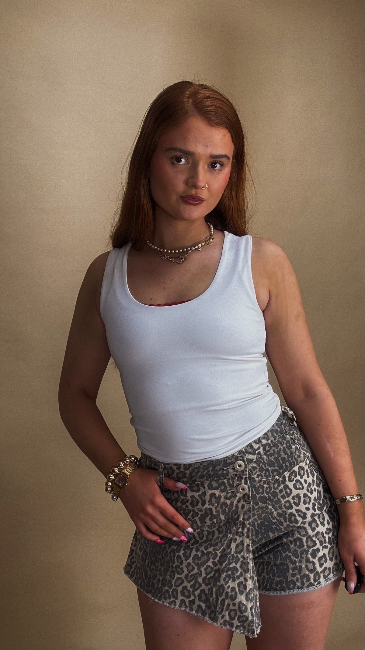 *SKORT* Lilia Leopard stretch Denim