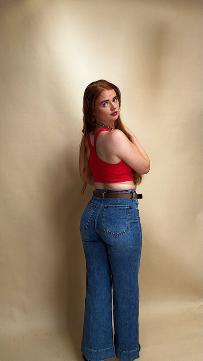 Emma Super stretchy denim jeans + the belt