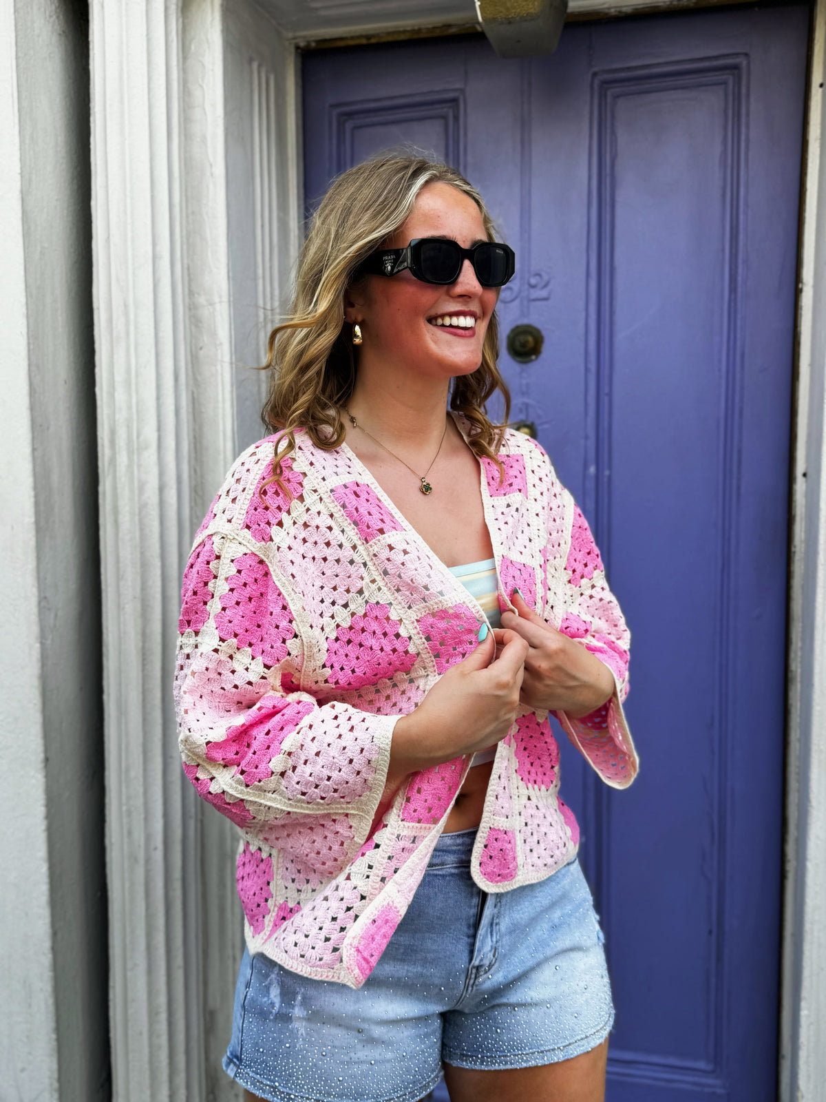 Jessie Pink Crochet Cardi