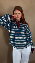 Eabha oversize fleece line Rugby Collar Top
