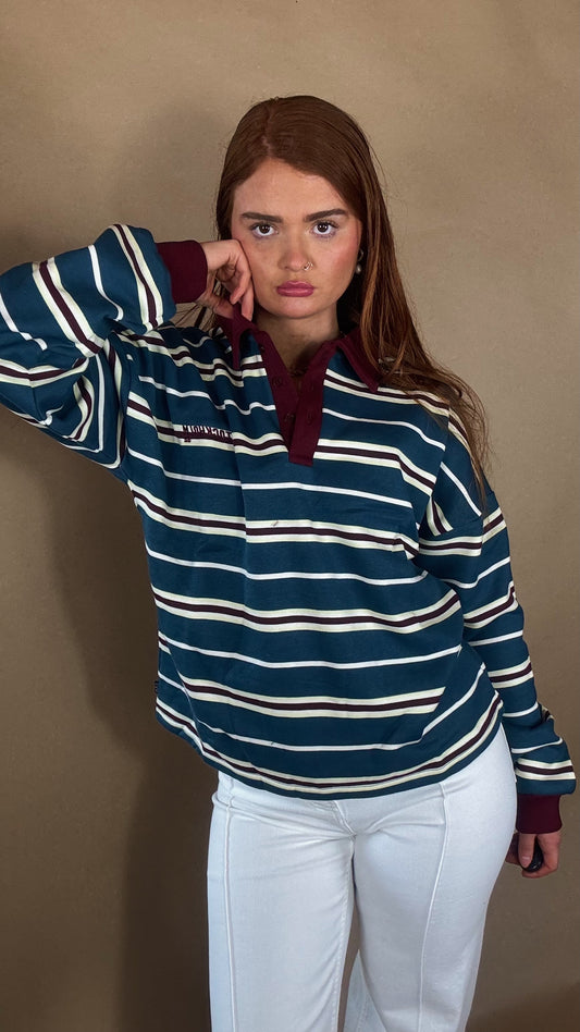 Eabha oversize fleece line Rugby Collar Top