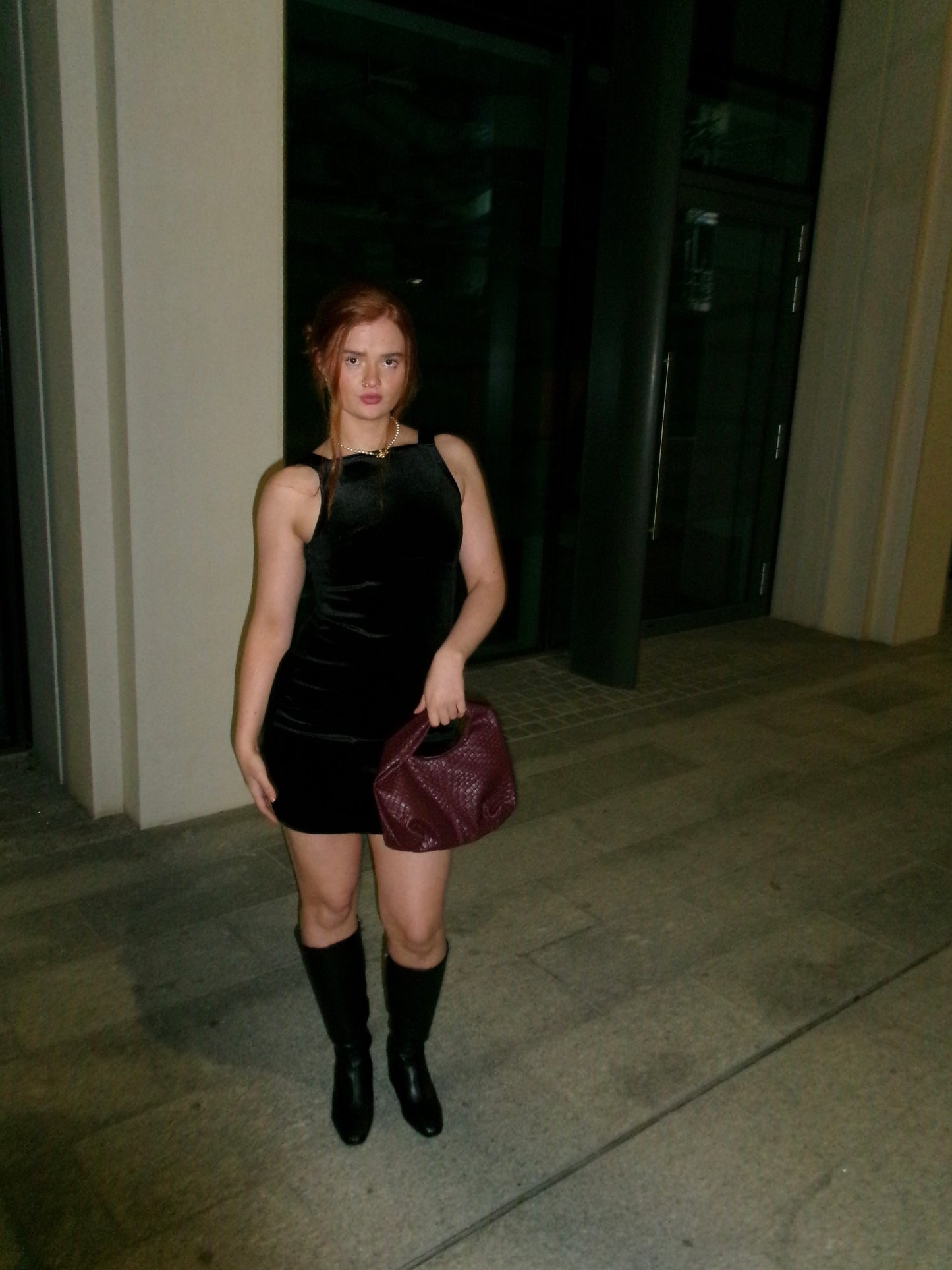 Bobbi Bow Super stretch crushed velvet dress