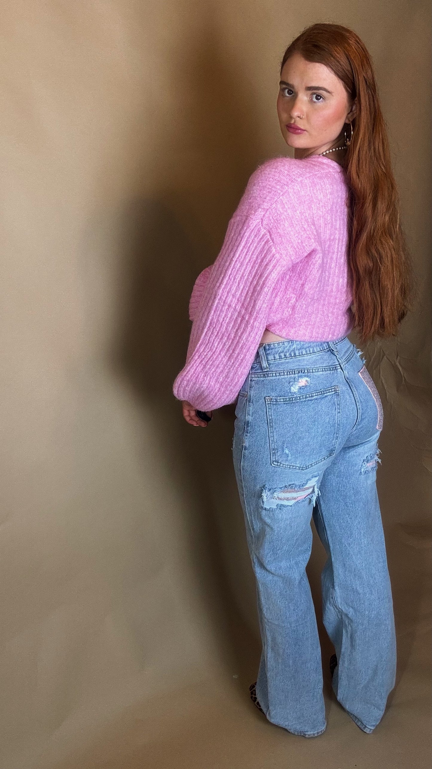 Mila Pink Diamonte patch Jean