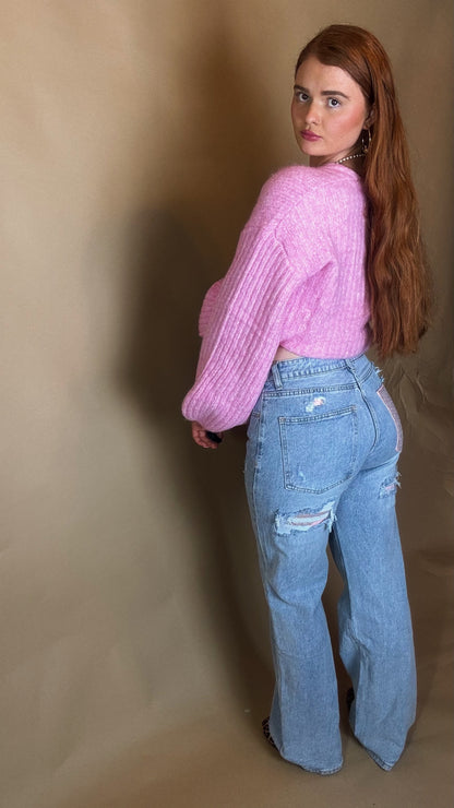 Mila Pink Diamonte patch Jean