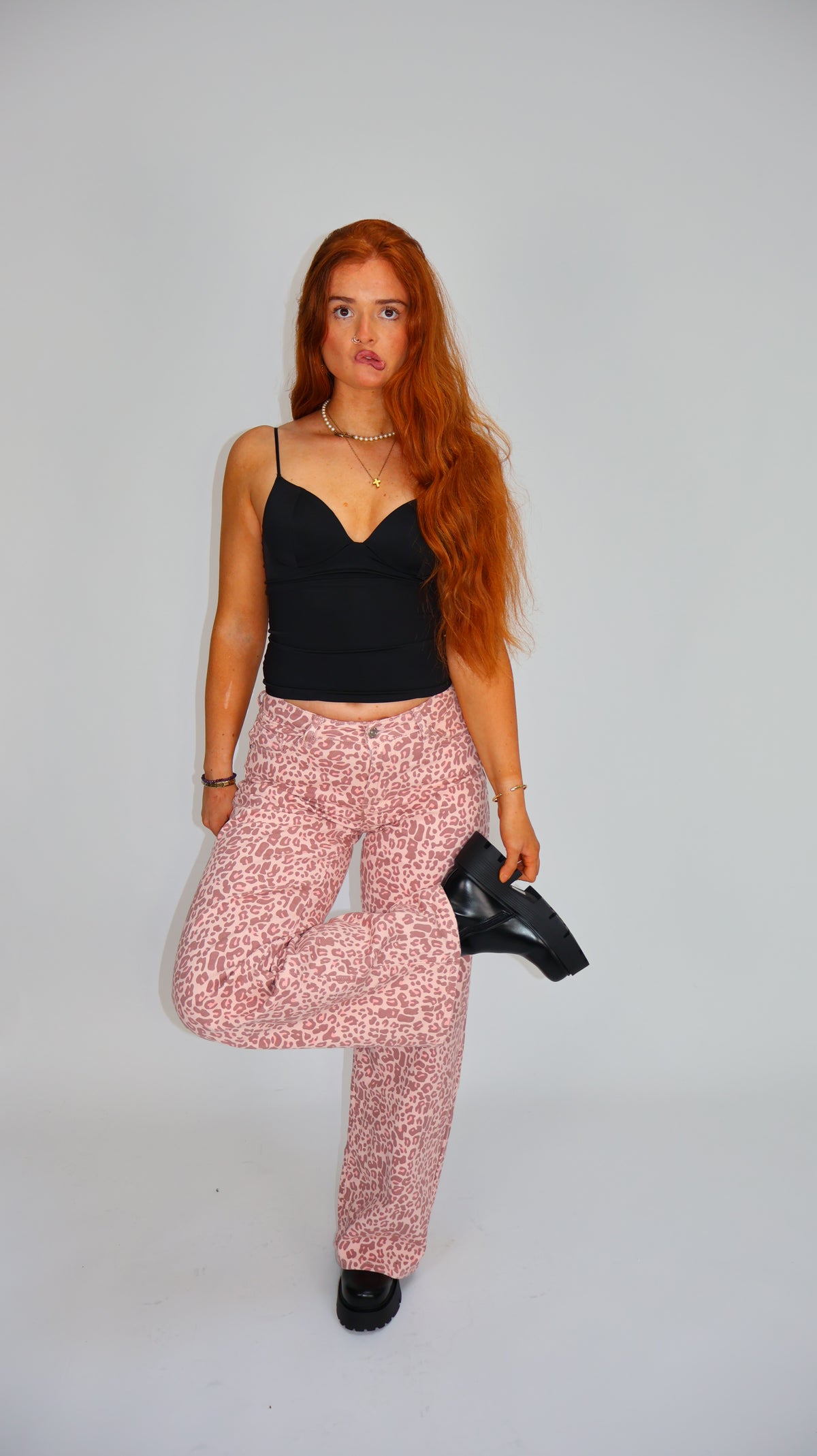 Lily Pink Leopard Dad Fit Denim