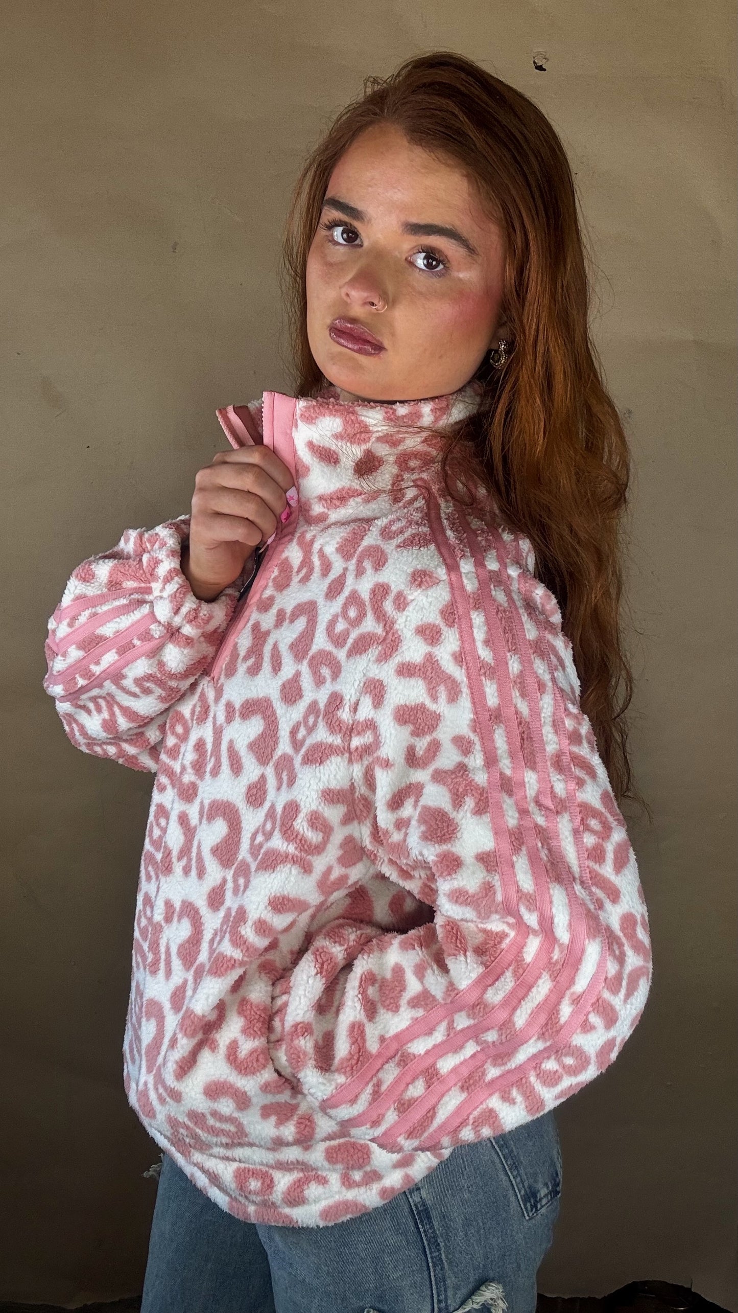 Payton Pink Leopard print zip up