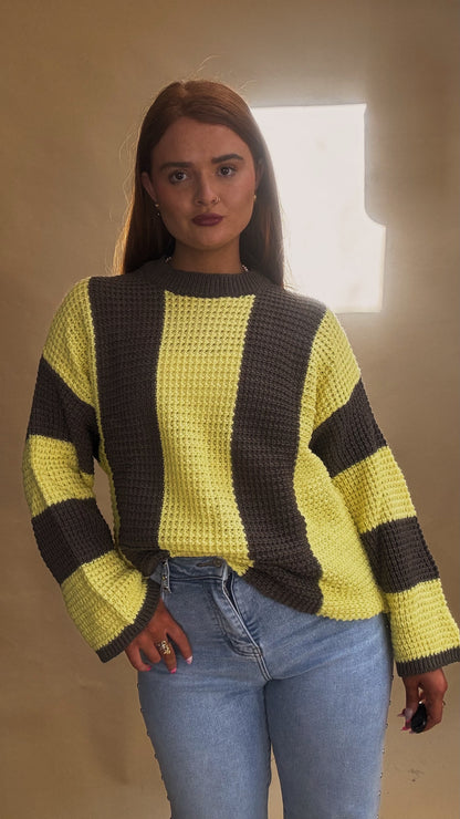 Sabrina Knit yellow charcoal top