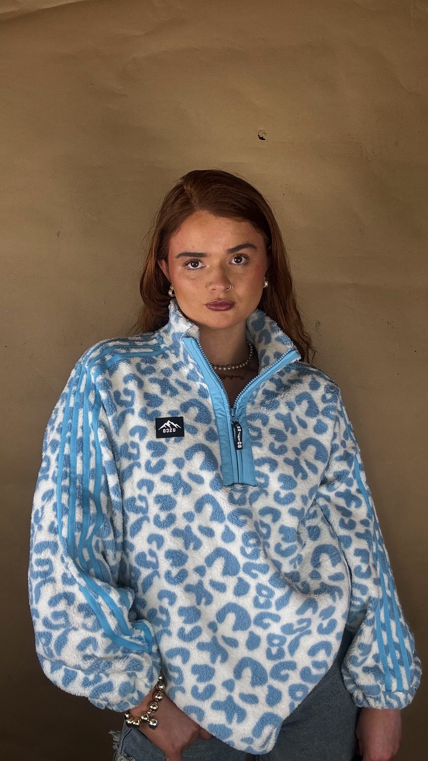 Blair Blue Leopard print zip up