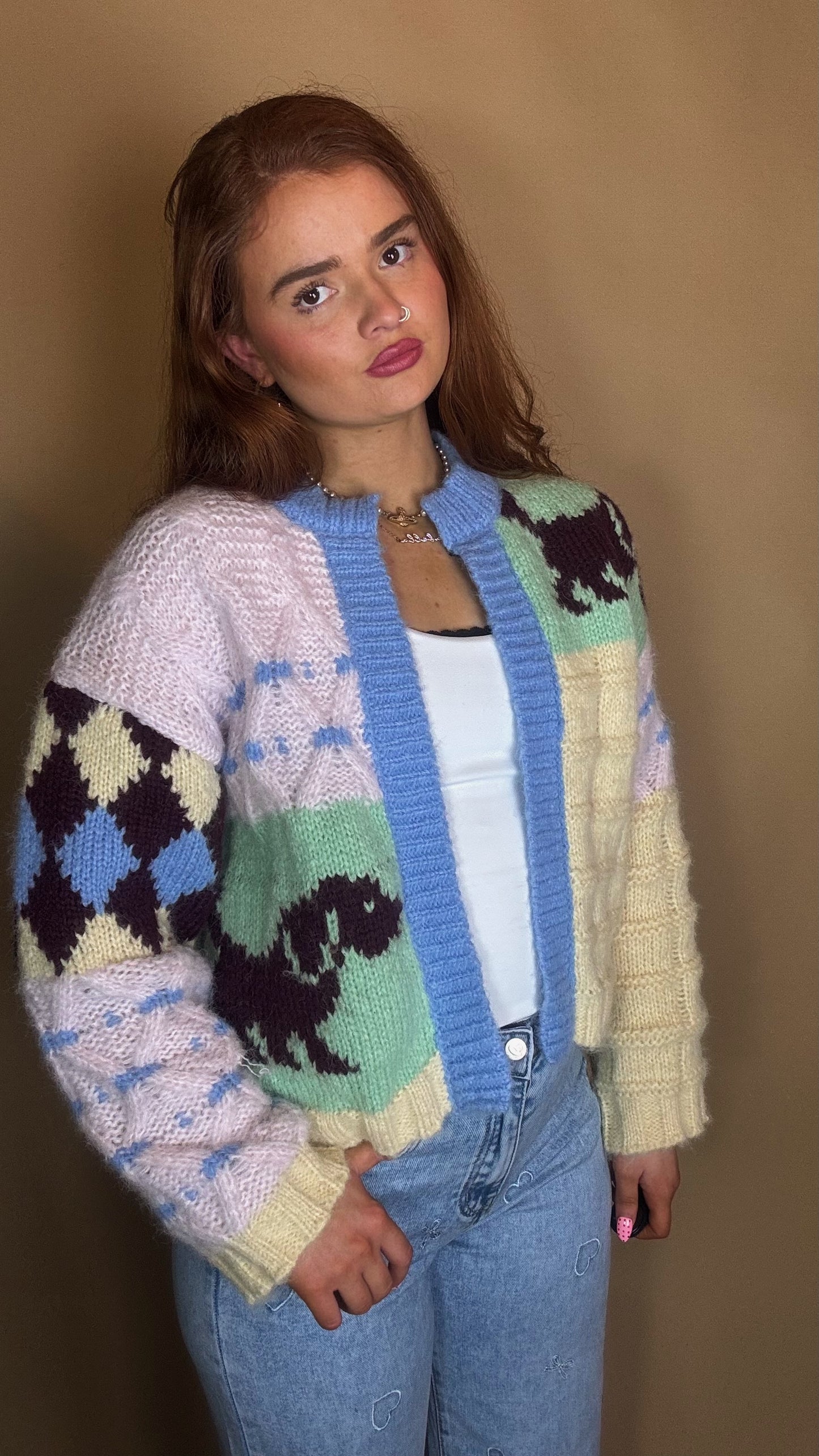 Hattie Exclusive Dachshund Thick Knit Cardigan
