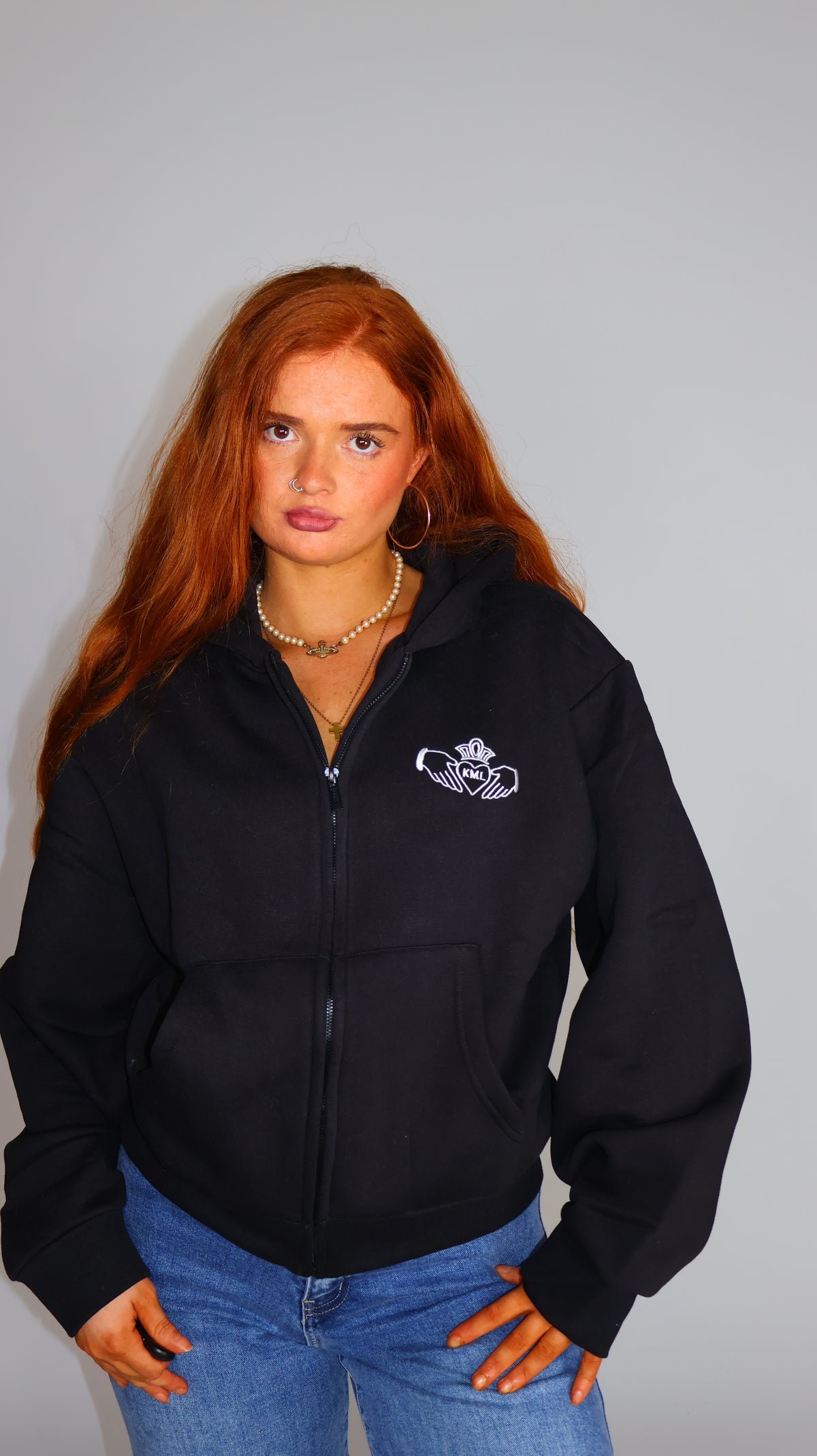 Una Claddagh Fleeced Hoodie.