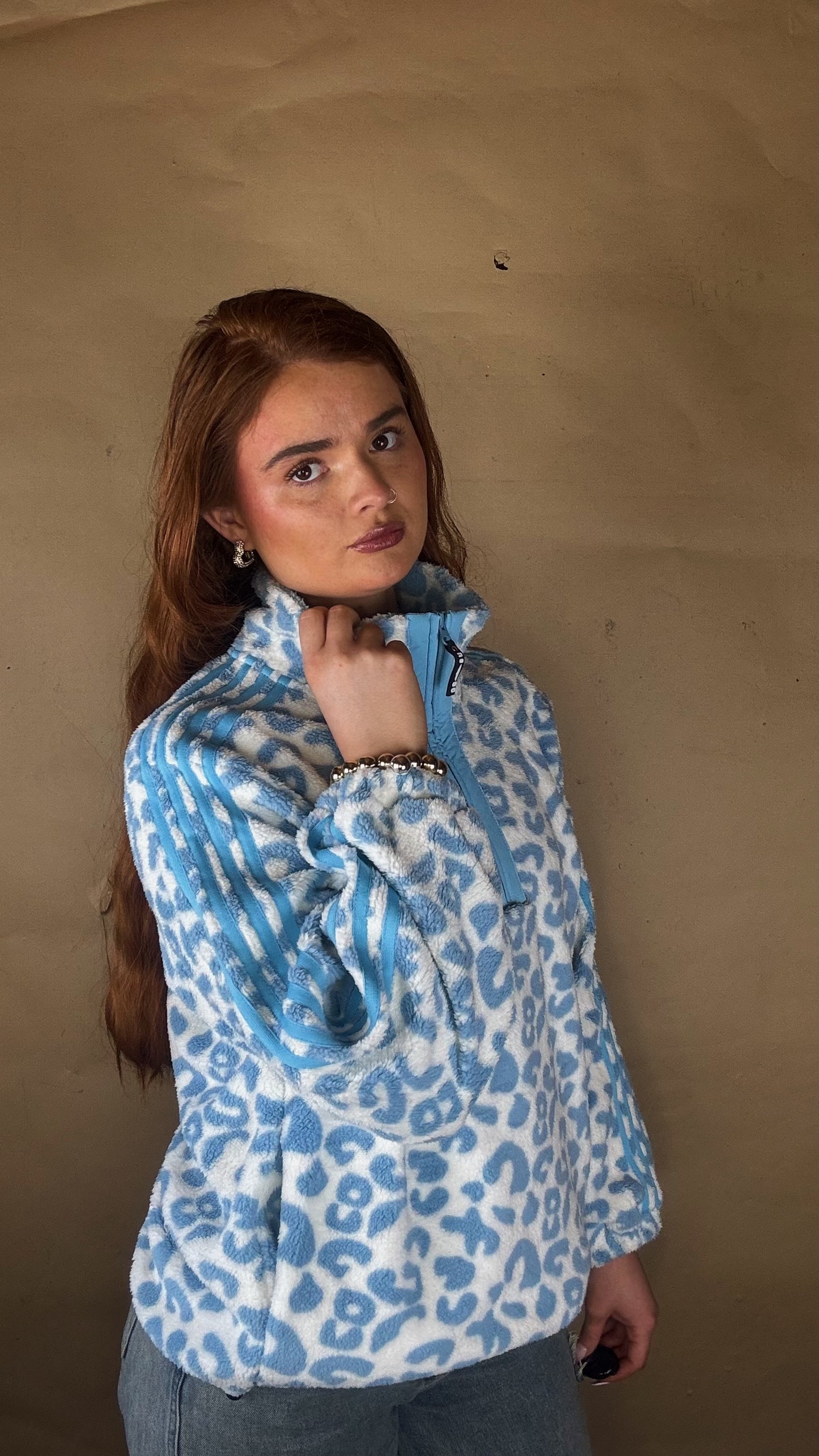 Blair Blue Leopard print zip up