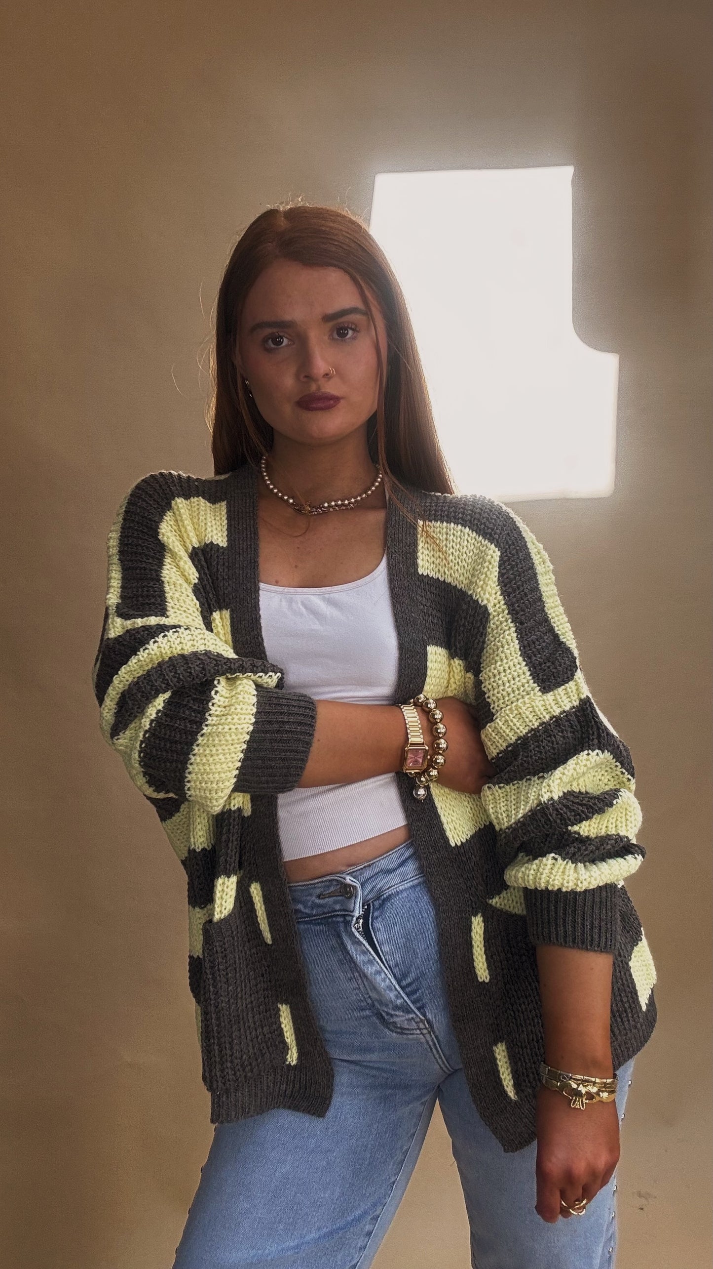 Amie Knit yellow charcoal