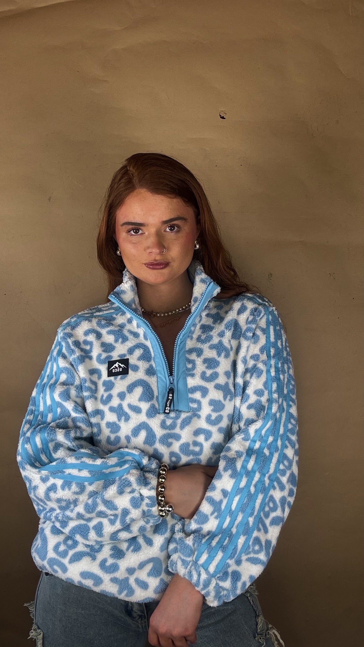 Blair Blue Leopard print zip up
