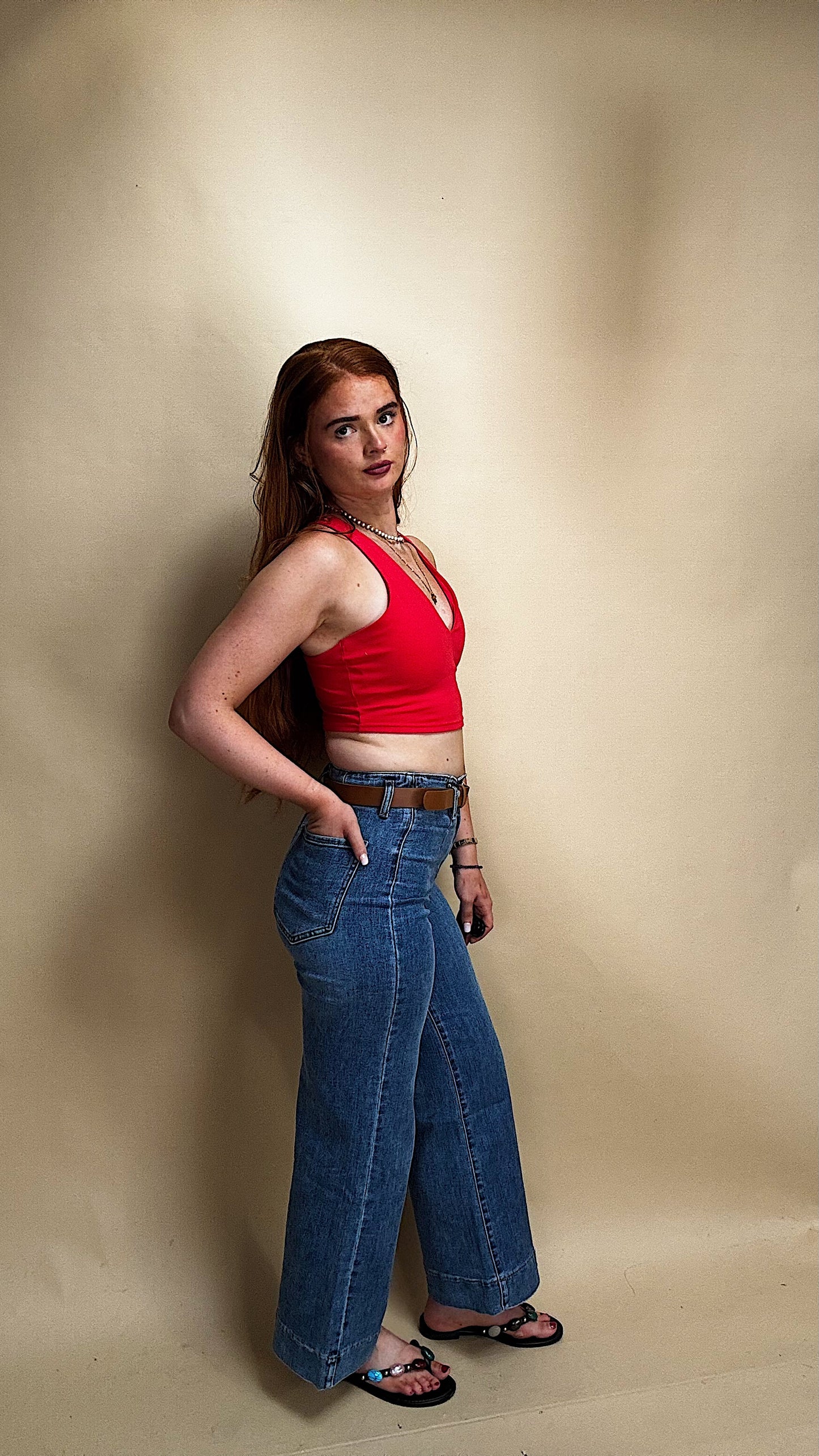 Emma Super stretchy denim jeans + the belt