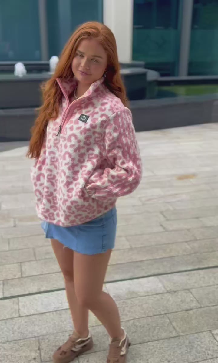 Payton Pink Leopard print zip up