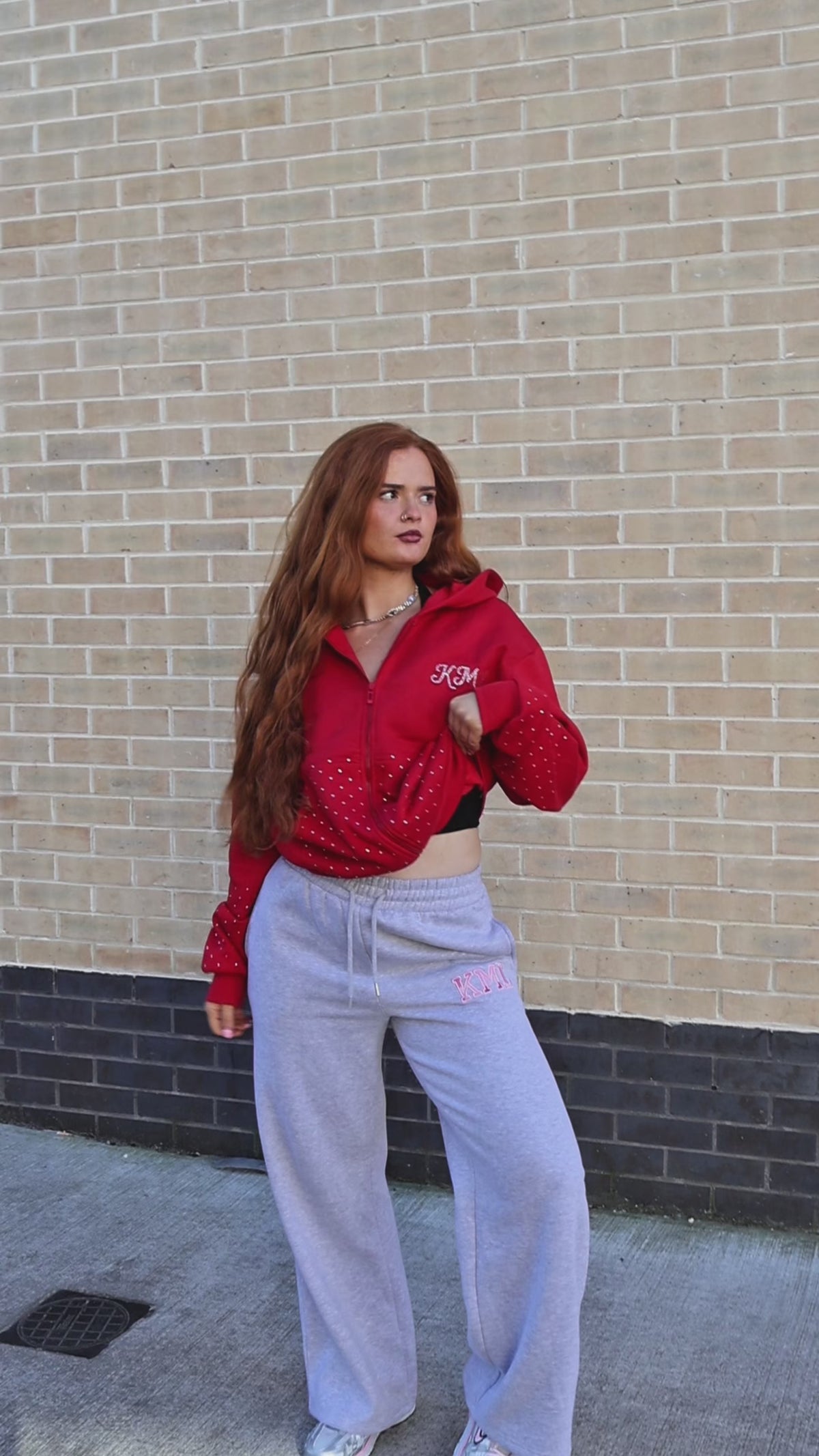Ariana 80% cotton fleece Diamonte hoodie