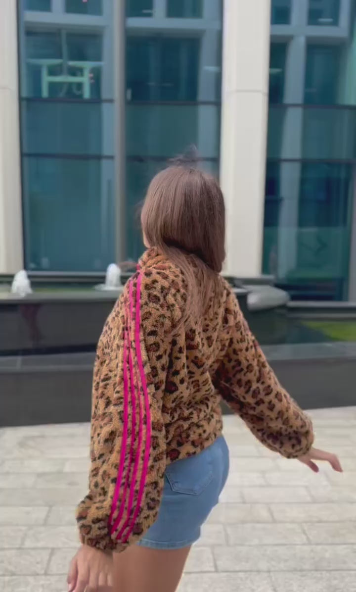 Clodagh Leopard Fleece. Drawstring + pockets